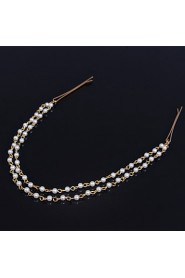 Women Alloy Elegant Pearl Head Chain With Casual/Outdoor Headpiece Gold
