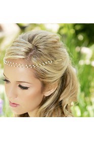 Women Alloy Elegant Pearl Head Chain With Casual/Outdoor Headpiece Gold