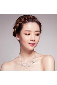 Crystal stones Titanium Wedding/Party Necklace with Earrings