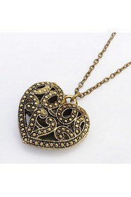 Korean Jewelry Retro Hollow Carved Bronze Wild Peach Heart Long Pendant Necklace