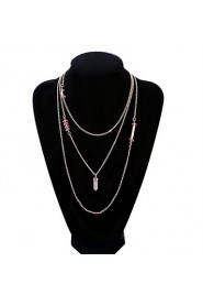 Fashion Punk Style Jewelry Crystal Long Tassel Necklace Gold Alloy Multi Layer Necklace For Lady Women