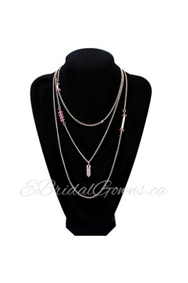 Fashion Punk Style Jewelry Crystal Long Tassel Necklace Gold Alloy Multi Layer Necklace For Lady Women