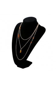 Fashion Punk Style Jewelry Crystal Long Tassel Necklace Gold Alloy Multi Layer Necklace For Lady Women