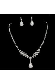 Wedding Bridal Bridesmaid Crystal Necklace Earrings Jewelry Set