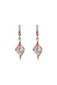 AZircon 18k Gold/Silver Drop Earrings