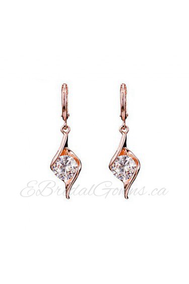 AZircon 18k Gold/Silver Drop Earrings