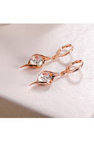 AZircon 18k Gold/Silver Drop Earrings