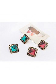 New Styles Fashion Jewelry Flash Rhinestone Antique Square Stud Earrings Women Girl Christmas Gifts