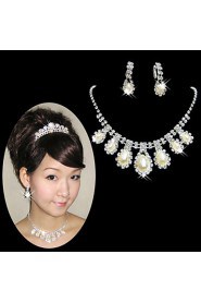 Wedding Bridal Bridesmaid Crystal Necklace Earrings Jewelry Set