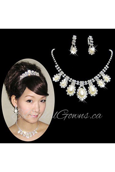 Wedding Bridal Bridesmaid Crystal Necklace Earrings Jewelry Set