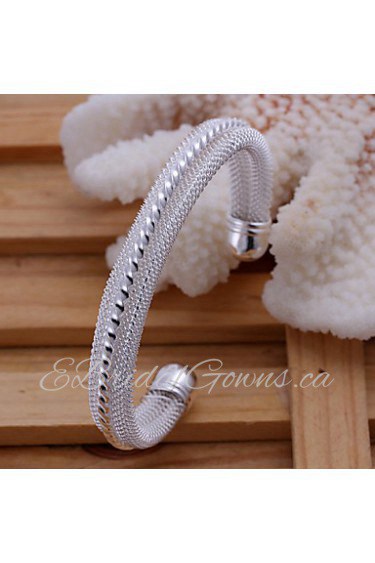 Fashion Round Shaped Silver Plating Torsion Circular Modelling Opening Adjustable Silver Bracelet(Silver)(1Pc)