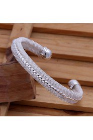 Fashion Round Shaped Silver Plating Torsion Circular Modelling Opening Adjustable Silver Bracelet(Silver)(1Pc)