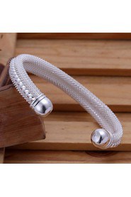 Fashion Round Shaped Silver Plating Torsion Circular Modelling Opening Adjustable Silver Bracelet(Silver)(1Pc)