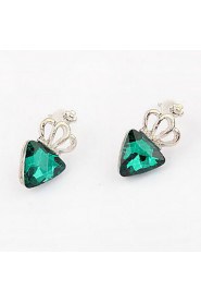 Korean Fashion Sweet Girl Personality Crown Triangle Stud Earrings For Lovely Women