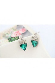 Korean Fashion Sweet Girl Personality Crown Triangle Stud Earrings For Lovely Women