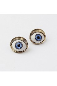 Playful Retro Punk Style Devil Evil Blue Eyes Statement Stud Earrings for Vintage Women