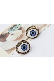 Playful Retro Punk Style Devil Evil Blue Eyes Statement Stud Earrings for Vintage Women