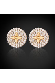 InStyle 18K Chunky Gold Plated Heats Stud Rhinestone Earrings High Quality