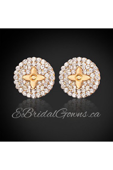 InStyle 18K Chunky Gold Plated Heats Stud Rhinestone Earrings High Quality