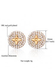 InStyle 18K Chunky Gold Plated Heats Stud Rhinestone Earrings High Quality