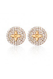 InStyle 18K Chunky Gold Plated Heats Stud Rhinestone Earrings High Quality