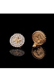 InStyle 18K Chunky Gold Plated Heats Stud Rhinestone Earrings High Quality