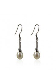 Lovely 925 Sterling Silver Pearl Drop Earrings