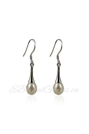 Lovely 925 Sterling Silver Pearl Drop Earrings