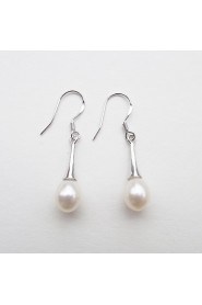 Lovely 925 Sterling Silver Pearl Drop Earrings