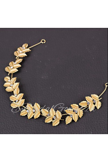 Lady's Baroque Style Gold Leaf Olive Headband Forehead Hair Jewelry for Wedding Party (Length:28cm)
