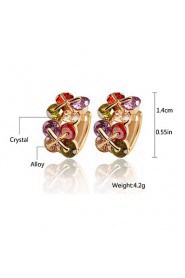 Luxury Multicolored Gem Crystal X Shape Flowers Earrings