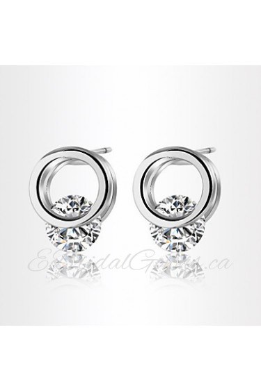 Fashion Popula Temperament Circler Shape Zircon Earrings