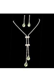 Wedding Bridal Bridesmaid Crystal Necklace Earrings Jewelry Set