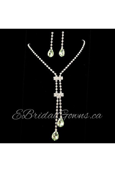 Wedding Bridal Bridesmaid Crystal Necklace Earrings Jewelry Set