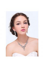 Women's Silver Alloy Rhinestone Cubic Zirconia Jewelry Set