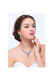 Women's Silver Alloy Rhinestone Cubic Zirconia Jewelry Set