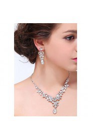 Women's Silver Alloy Rhinestone Cubic Zirconia Jewelry Set