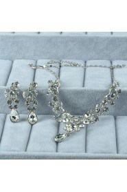 Women's Silver Alloy Rhinestone Cubic Zirconia Jewelry Set