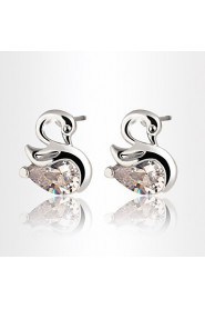 Fashion Popula Temperament Swan Shape Zircon Earrings