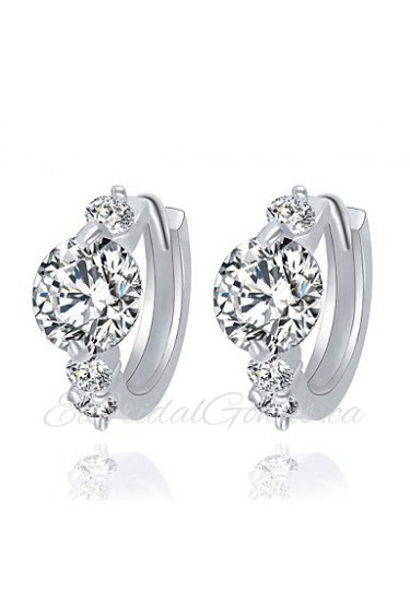 Luxury Popular Temperament Transparent ZirconHoop Earrings