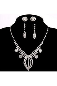 Bridal Wedding Jewelry Sets Crystal Ring Bracelet Necklace Earrings Sets with 2 Pairs of Rhinestone Earrings