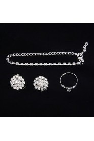 Bridal Wedding Jewelry Sets Crystal Ring Bracelet Necklace Earrings Sets with 2 Pairs of Rhinestone Earrings