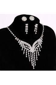 Wedding Party Jewelry Sets Crystal Pendant Necklace Ring Bracelet 2 Pairs of Drop Earrings Stud for Women's Accessories