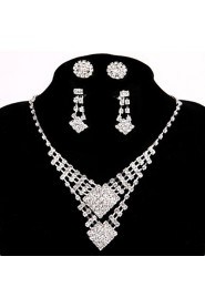 Wedding/Party Jewelry Sets Crystal Pendant Necklace Ring Bracelet Drop Earrings Sets with 2 Pairs of Rhinestone Earrings