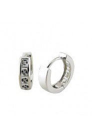 S925 Fine Silver AZircon Hoop Earrings for Men,Fine Jewelry