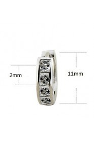 S925 Fine Silver AZircon Hoop Earrings for Men,Fine Jewelry