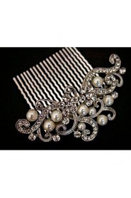 Silver Crystal Pearl Flower Hair Comb for Wedding Party Hair Jewelry