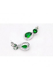 Brass Vermeil Plated With Cubic Zirconia Tear-Shaped Drop Earrings(More Colors)