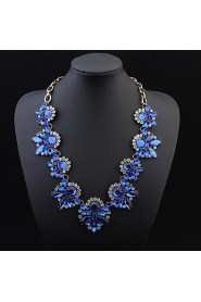 Exquisite Gem Necklace Exaggerated Big Round Leaves