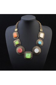 Great Circle Square Jewels Exaggeration Necklace